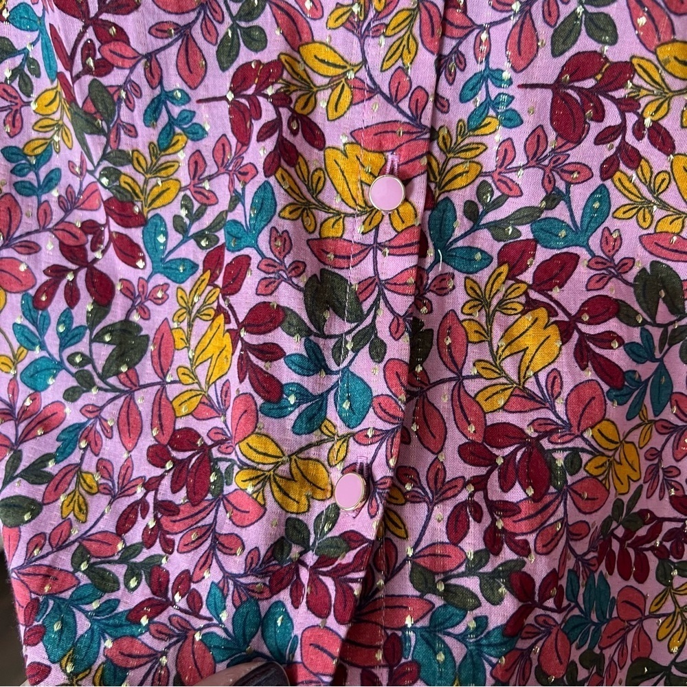 Talbots Ruffle Top - Gathered Leaves Medium - Picture 7 of 9